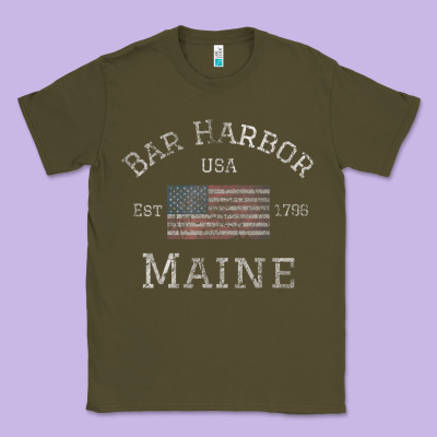 Bar Harbor Maine Usa American Flag Established Me Vintage Classic Tee Designed By Pixelwave