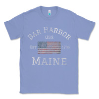 Colony Blue Bar Harbor Maine USA American Flag Established ME Vintage Classic Tee - PixelWave
