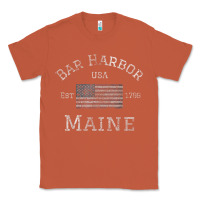 Copper Bar Harbor Maine USA American Flag Established ME Vintage Classic Tee - PixelWave