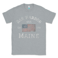 Heather Grey Bar Harbor Maine USA American Flag Established ME Vintage Classic Tee - PixelWave