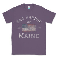 Lavender Bar Harbor Maine USA American Flag Established ME Vintage Classic Tee - PixelWave