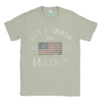 Matcha Bar Harbor Maine USA American Flag Established ME Vintage Classic Tee - PixelWave