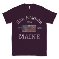 Plum Bar Harbor Maine USA American Flag Established ME Vintage Classic Tee - PixelWave