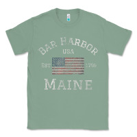 Sage Bar Harbor Maine USA American Flag Established ME Vintage Classic Tee - PixelWave