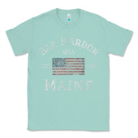 Seafoam Bar Harbor Maine USA American Flag Established ME Vintage Classic Tee - PixelWave