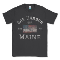 Smoke Bar Harbor Maine USA American Flag Established ME Vintage Classic Tee - PixelWave