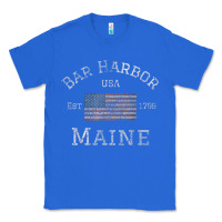 True Royal Bar Harbor Maine USA American Flag Established ME Vintage Classic Tee - PixelWave