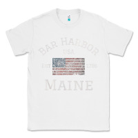 White Bar Harbor Maine USA American Flag Established ME Vintage Classic Tee - PixelWave