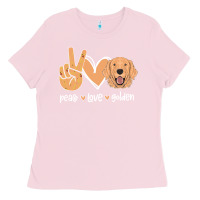 Bubblegum Pink Peace Love Golden Ladies Tee - Bettercallsaul