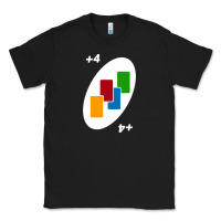 Black Uno Card Game Draw Four Classic Tee - PixelWave