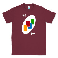 Burgundy Uno Card Game Draw Four Classic Tee - PixelWave