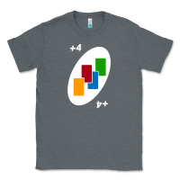 Charcoal Heather Uno Card Game Draw Four Classic Tee - PixelWave