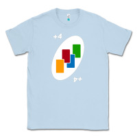 Dusty Blue Uno Card Game Draw Four Classic Tee - PixelWave