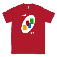 Red Uno Card Game Draw Four Classic Tee - PixelWave