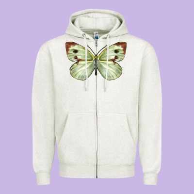 Cabbage Butterfly Zipper Hoodie Designed By Lillyallendesigns