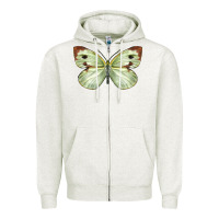 Oatmeal Heather Cabbage Butterfly Zipper Hoodie - LillyAllenDesigns