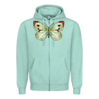 Seafoam Cabbage Butterfly Zipper Hoodie - LillyAllenDesigns