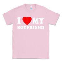 Bubblegum Pink I Love My Boyfriend T-Shirt Classic Tee - PixelWave