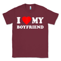 Burgundy I Love My Boyfriend T-Shirt Classic Tee - PixelWave