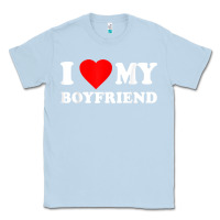 Dusty Blue I Love My Boyfriend T-Shirt Classic Tee - PixelWave