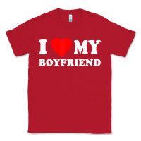 Red I Love My Boyfriend T-Shirt Classic Tee - PixelWave