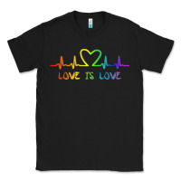 Black LGBT Love Rainbow Heartbeat Classic Tee - PixelWave
