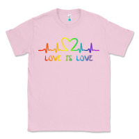 Bubblegum Pink LGBT Love Rainbow Heartbeat Classic Tee - PixelWave