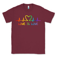 Burgundy LGBT Love Rainbow Heartbeat Classic Tee - PixelWave