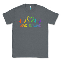 Charcoal Heather LGBT Love Rainbow Heartbeat Classic Tee - PixelWave