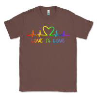 Chestnut LGBT Love Rainbow Heartbeat Classic Tee - PixelWave