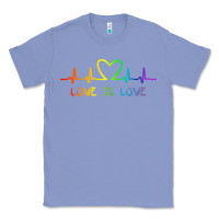 Colony Blue LGBT Love Rainbow Heartbeat Classic Tee - PixelWave