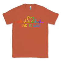Copper LGBT Love Rainbow Heartbeat Classic Tee - PixelWave
