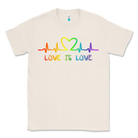 Natural LGBT Love Rainbow Heartbeat Classic Tee - PixelWave
