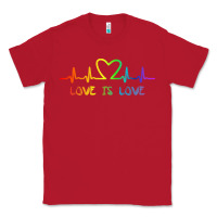 Red LGBT Love Rainbow Heartbeat Classic Tee - PixelWave