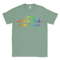 Sage LGBT Love Rainbow Heartbeat Classic Tee - PixelWave