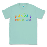 Seafoam LGBT Love Rainbow Heartbeat Classic Tee - PixelWave