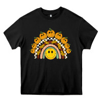 Black fall smiley face groovy rainbow Heavy Core Tee - BarkalooDesign