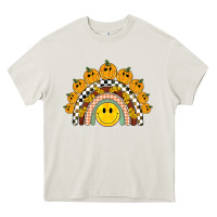 Cream fall smiley face groovy rainbow Heavy Core Tee - BarkalooDesign