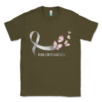 Army Green pretty white ribbon support lung cancer awareness t shirt Classic Tee - Craftify