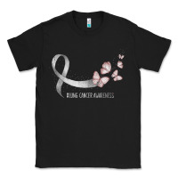 Black pretty white ribbon support lung cancer awareness t shirt Classic Tee - Craftify