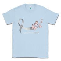 Dusty Blue pretty white ribbon support lung cancer awareness t shirt Classic Tee - Craftify