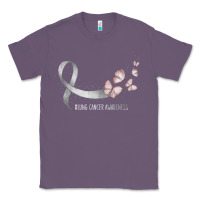 Lavender pretty white ribbon support lung cancer awareness t shirt Classic Tee - Craftify