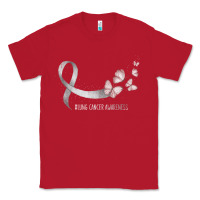 Red pretty white ribbon support lung cancer awareness t shirt Classic Tee - Craftify