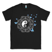 Black yin yang with butterflies ancient chinese yin yang Classic Tee - Craftify