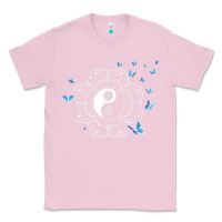 Bubblegum Pink yin yang with butterflies ancient chinese yin yang Classic Tee - Craftify