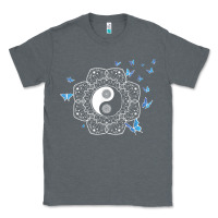 Charcoal Heather yin yang with butterflies ancient chinese yin yang Classic Tee - Craftify