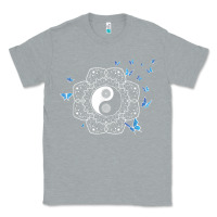 Heather Grey yin yang with butterflies ancient chinese yin yang Classic Tee - Craftify