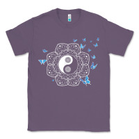 Lavender yin yang with butterflies ancient chinese yin yang Classic Tee - Craftify