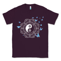 Plum yin yang with butterflies ancient chinese yin yang Classic Tee - Craftify