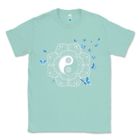 Seafoam yin yang with butterflies ancient chinese yin yang Classic Tee - Craftify
